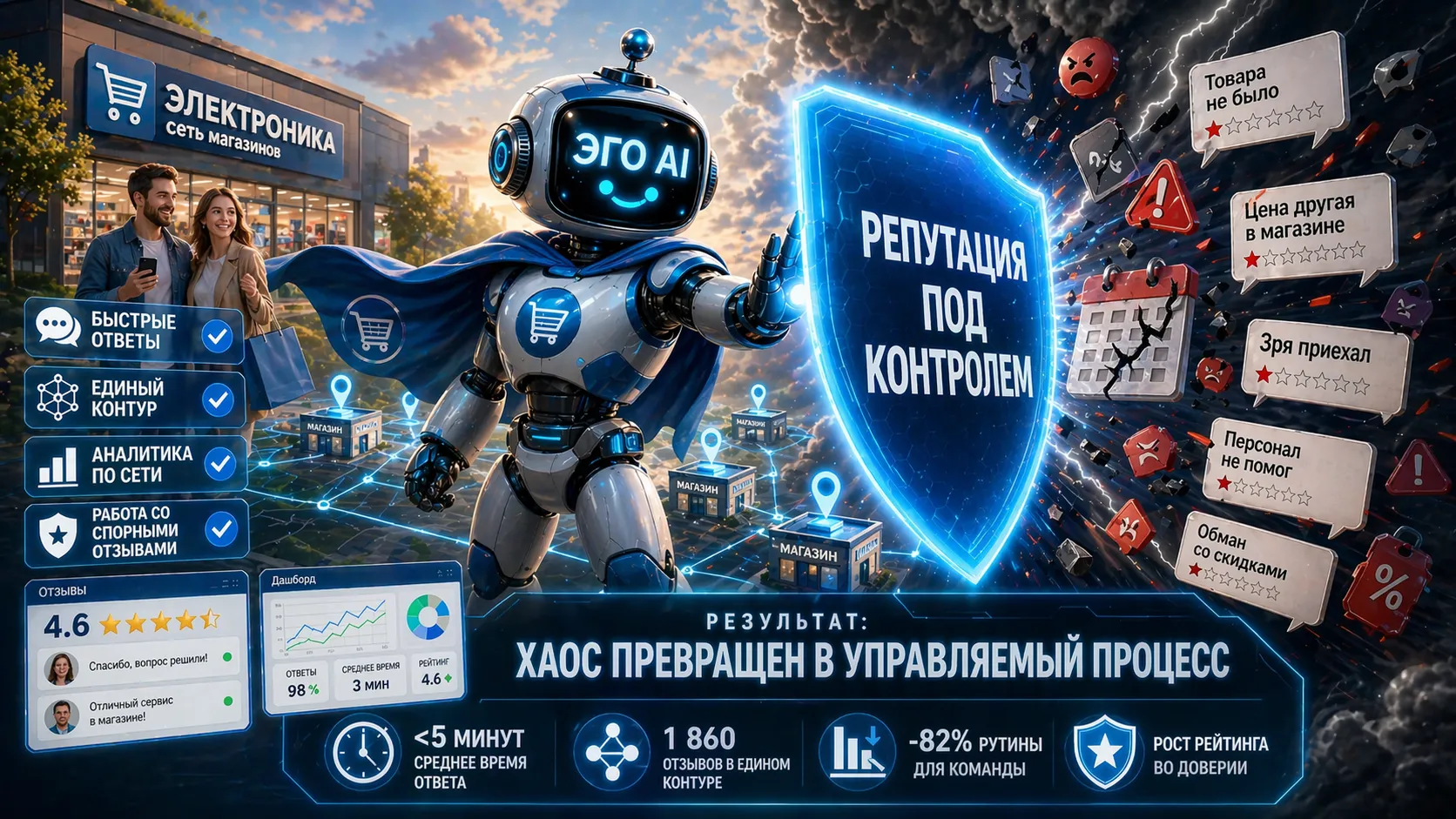 Как сеть магазинов электроники погасила репутационный шторм после акции, автоматизировала ответы и вывела хаос с карточками в управляемый процесс