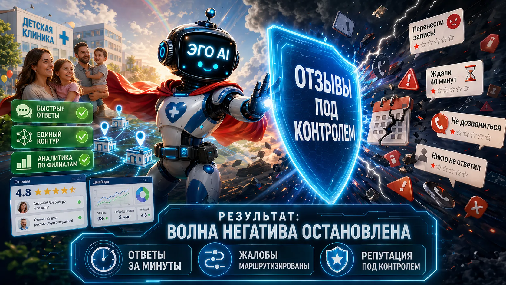 Как сеть детских клиник остановила волну негатива после сбоев записи и превратила отзывы в управляемый процесс