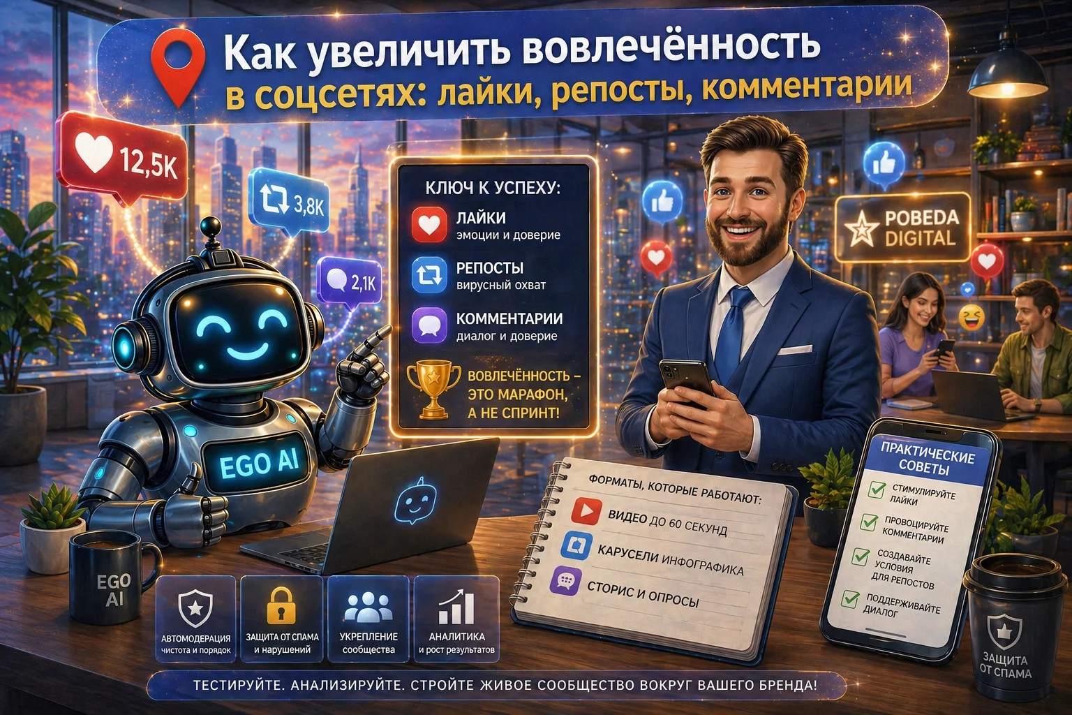 Как увеличить вовлечённость в соцсетях: лайки, репосты, комментарии