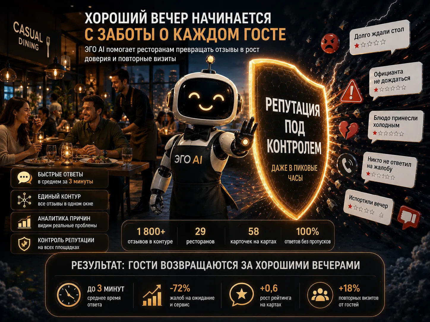 Как сеть casual dining-ресторанов остановила рост негатива и выстроила системную работу с отзывами