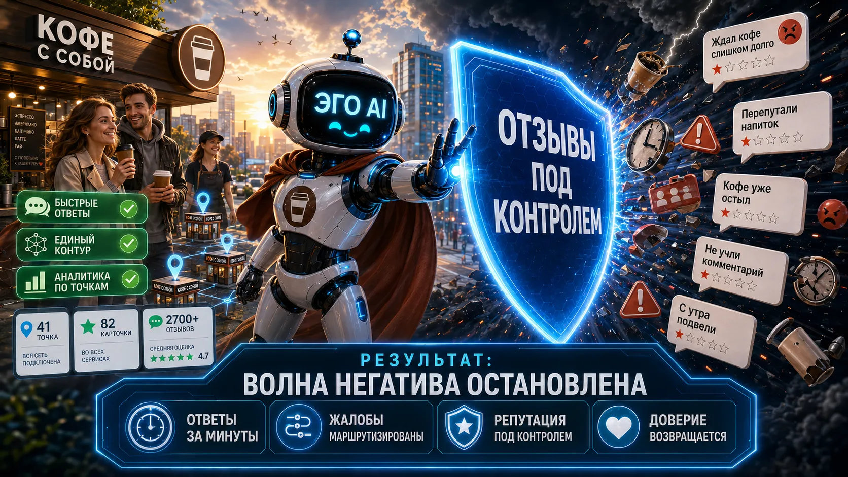 Как сеть take-away кофе остановила волну негатива и вернула доверие гостей с помощью ЭГО AI